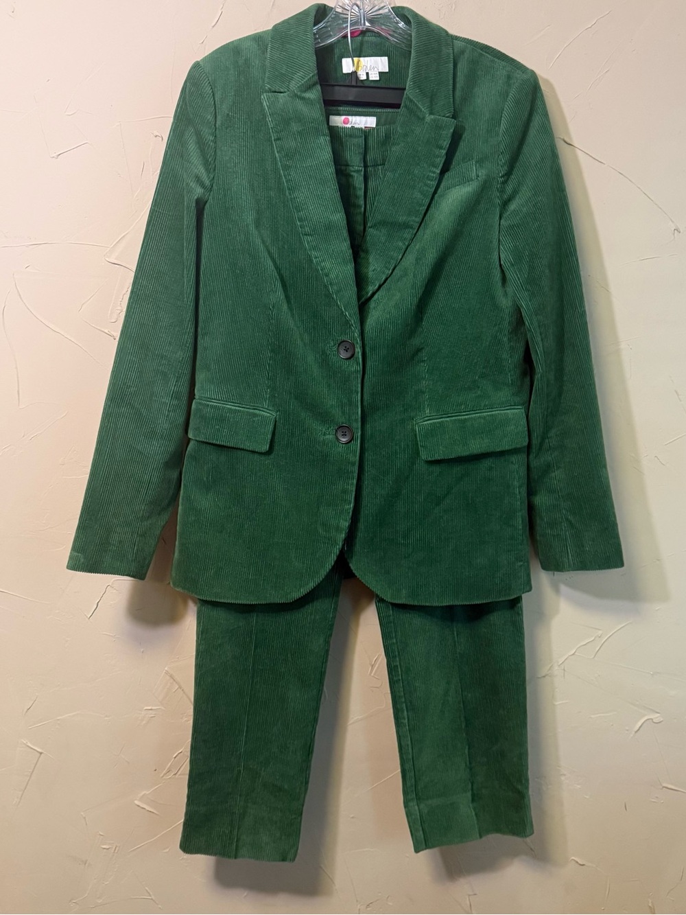 Boden Green Corduroy Suit Set Size 10R Blazer 8R Pants Dark Academia Office Wear - Picture 3 of 16